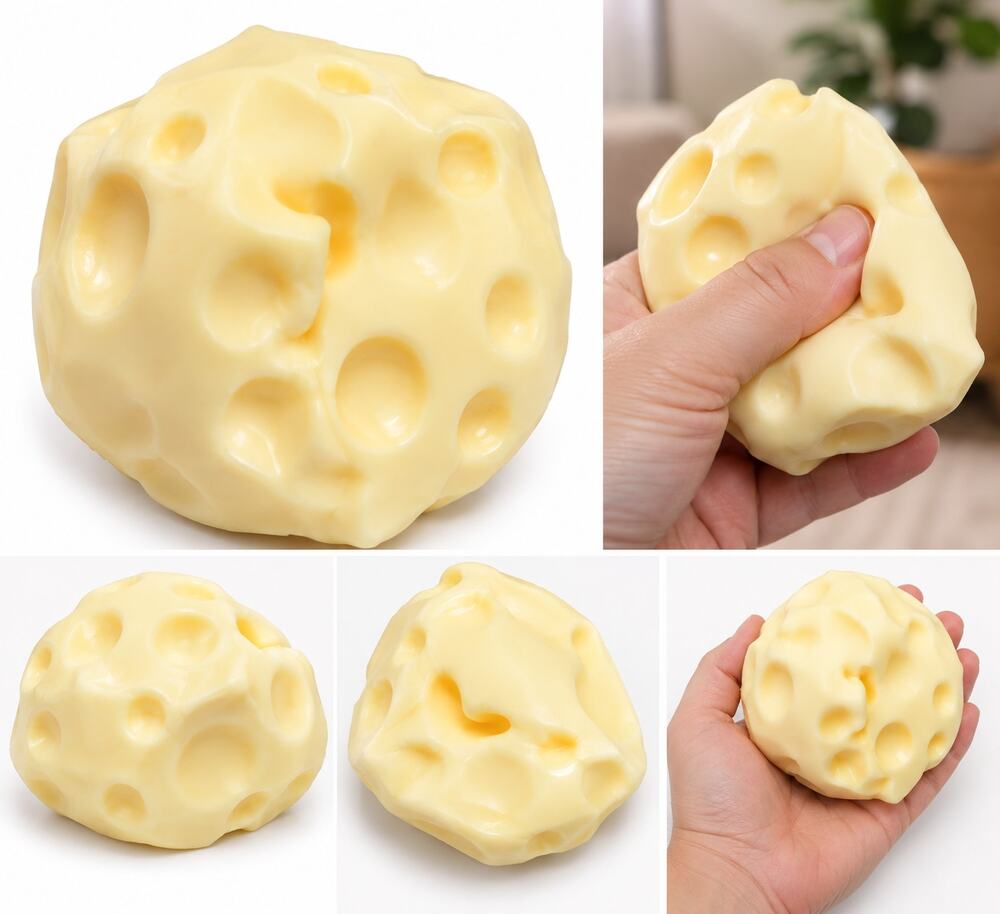 Cheese-Shaped Squishy Stress Relief Toy – Yellow Sensory Fidget